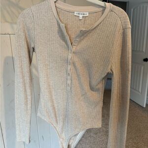 Free the Roses Cream Ribbed Bodysuit